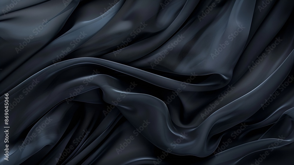 Black dark gray blue abstract elegant background Drapery Curtain Fabric material Soft folds Wave stripe line Gradient Empty space Design Template : Generative AI Black dark gray blue abstract elegant background Drapery Curtain Fabric material Soft folds Wave stripe line Gradient Empty space Design Template : Generative AI