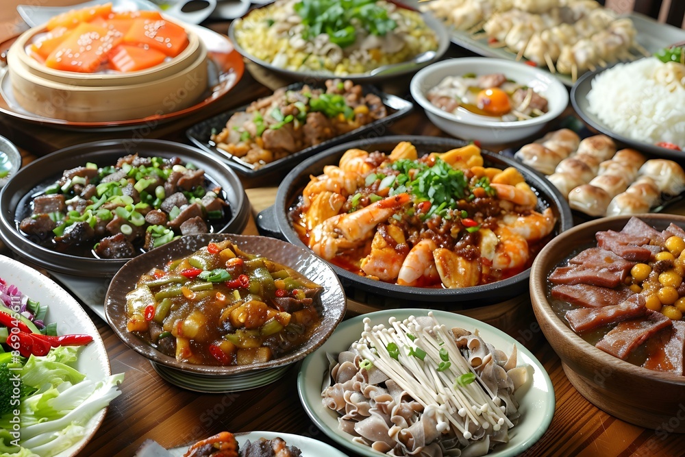 A table full of delicious Chinese food A table full of delicious Chinese food
