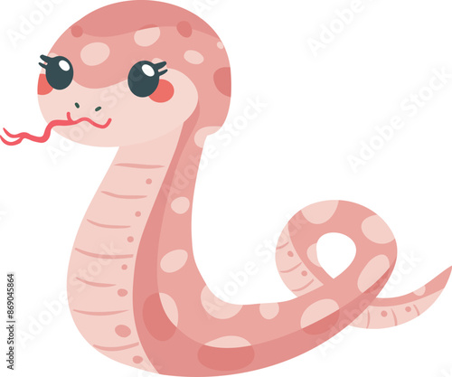 巳年のピンクの蛇のイラスト