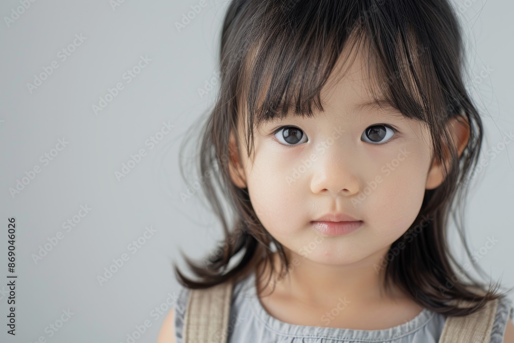 Portrait of cute Asian child posing on neutral background Portrait of cute Asian child posing on neutral background