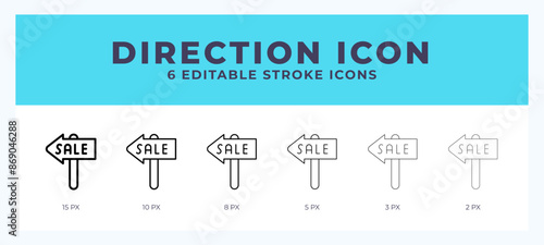 Direction icon. Outline. Lineal icon symbol vector. Black outline.