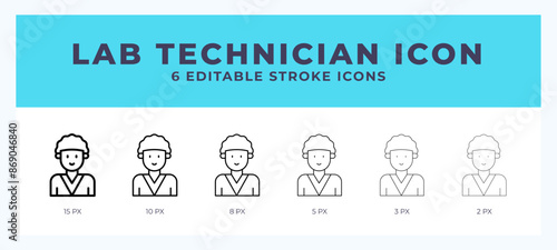 Lab technician icon with editable stroke. Outline icon vector illustration.