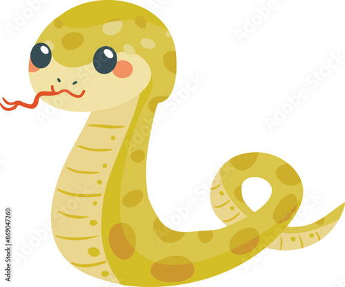 巳年の黄色の蛇のイラスト