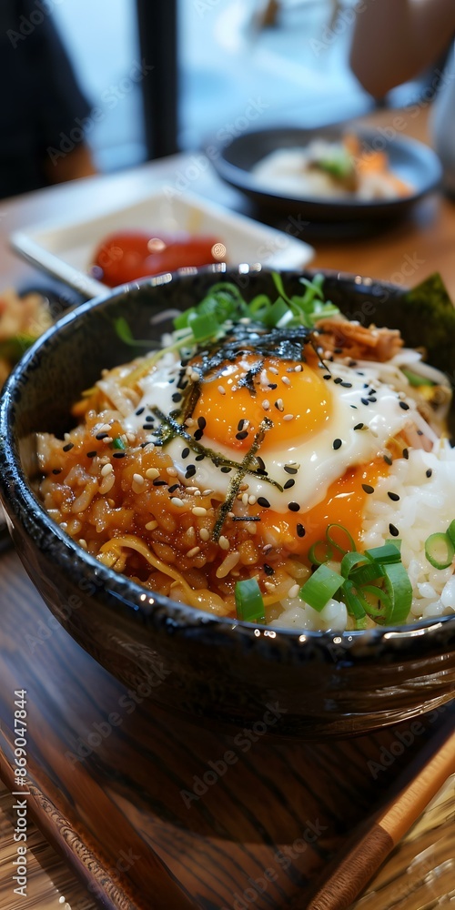 Japanese Rice Bowl with Egg and Vegetables Japanese Rice Bowl with Egg and Vegetables
