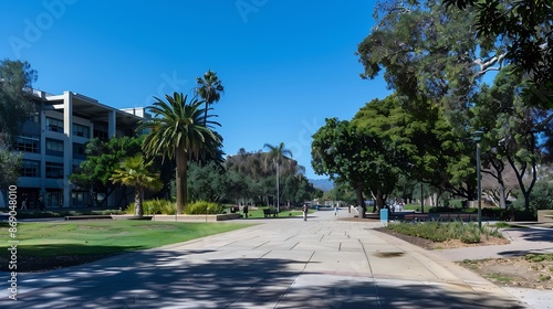 Campus of UCSB University of California Santa Barbara on a sunny day no people : Generative AI photo