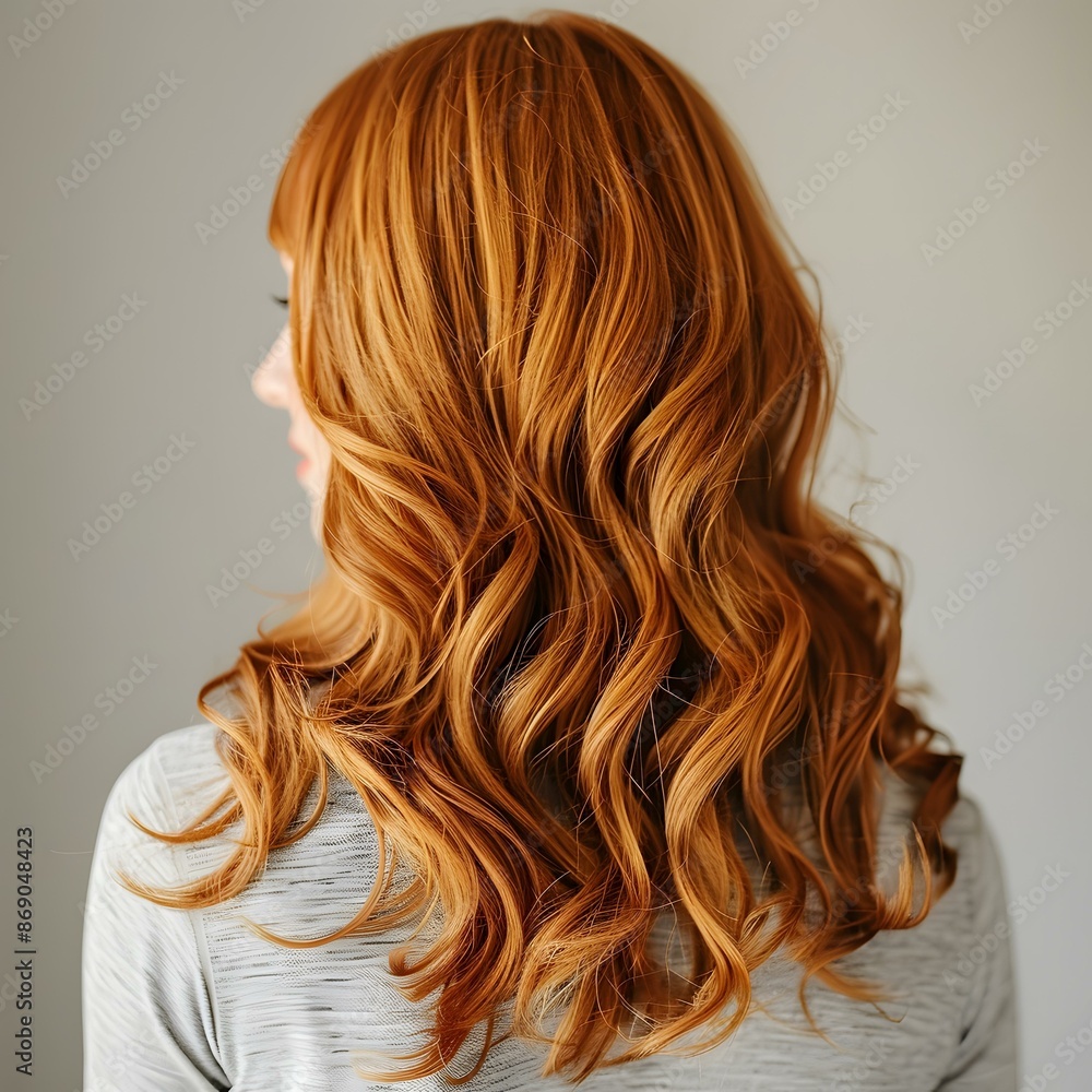 Naklejka premium Red Hair Woman Back View