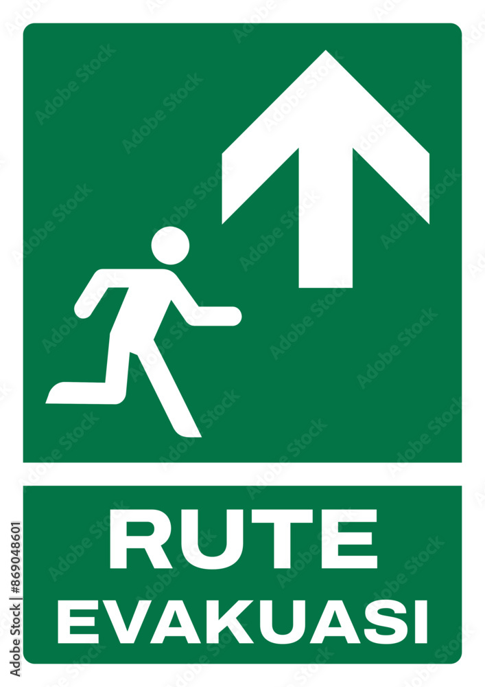 ISO emergency and first aid safety signs in indonesian_rute evakuasi arah (atas kanan) size a4/a3/a2/a1 ISO emergency and first aid safety signs in indonesian_rute evakuasi arah (atas kanan) size a4/a3/a2/a1