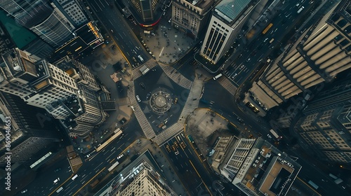 Aerial shot of city intersections : Generative AI