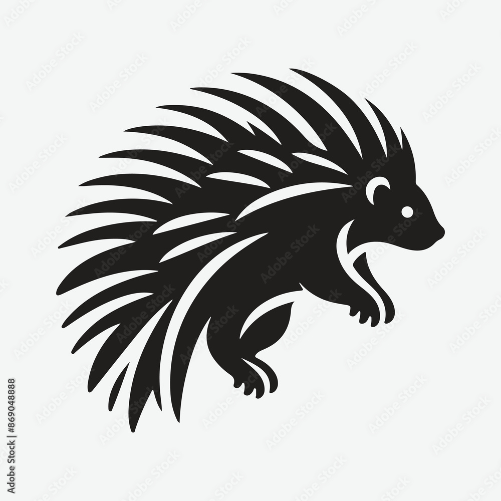 Dynamic Porcupine Jumping Silhouette Icon: Bold and Striking Animal Illustration Dynamic Porcupine Jumping Silhouette Icon: Bold and Striking Animal Illustration