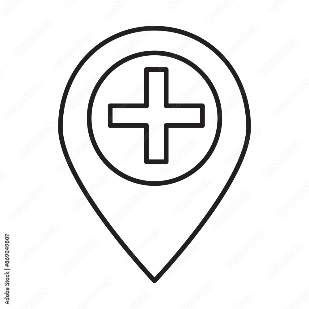 Medical location outline icon, location gradient icon, hospital location icon. Medical location outline icon, location gradient icon, hospital location icon.