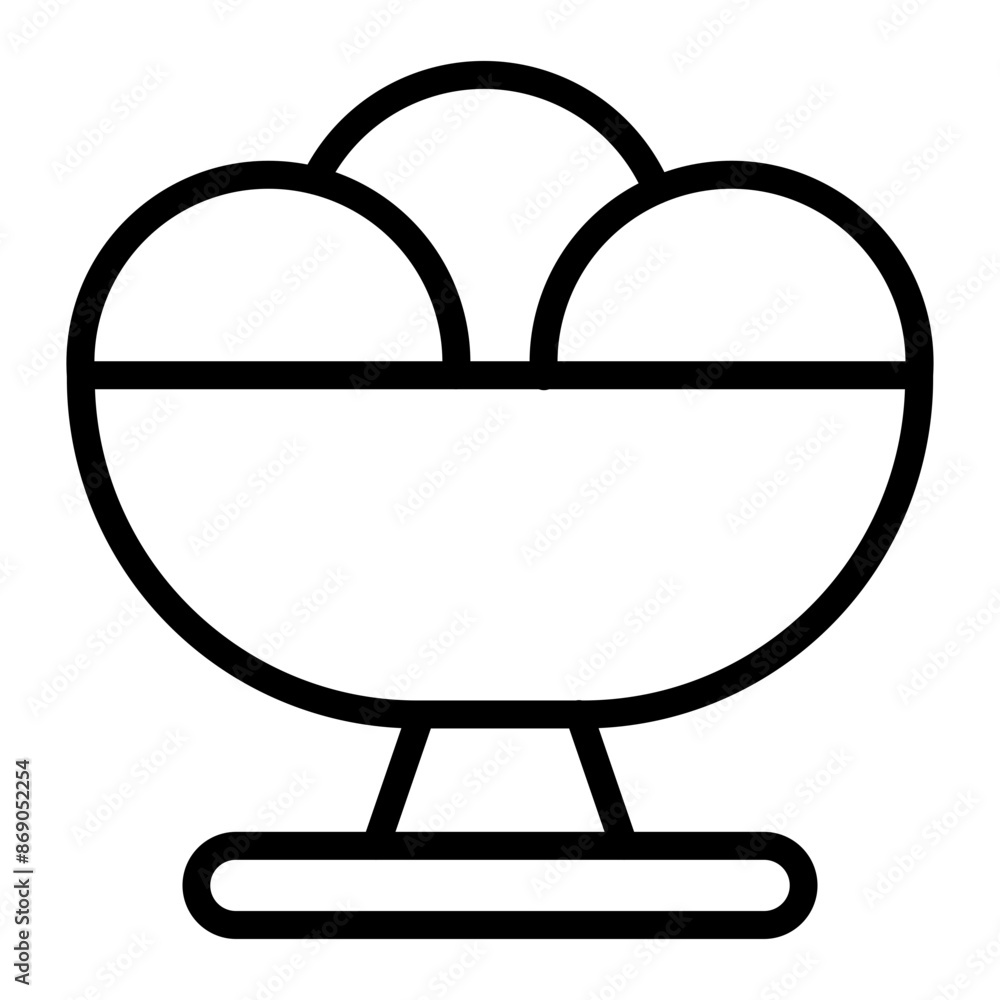 Ice CreamBowl Line Icon Design Ice CreamBowl Line Icon Design