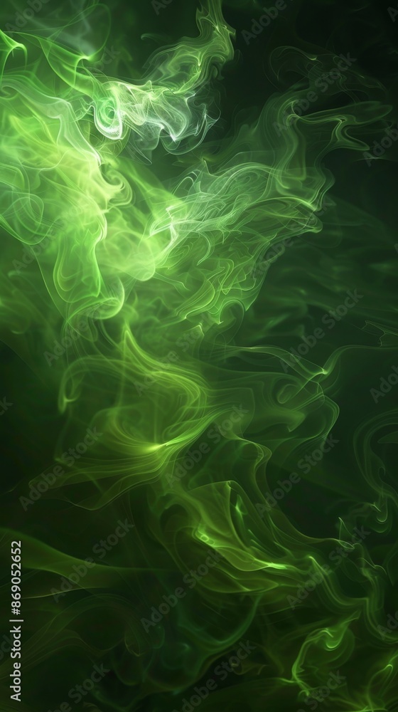 Obraz premium Unique Fantastical Vibrant Ethereal Colorful Background with Green Smoke, Shining with Divine Light, Representing Faith, Belief, Inclusion, and Freedom, AI-Generated High-Resolution Wallpaper, Hallowe