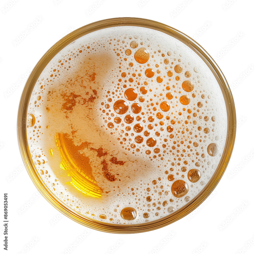 Top View of a Beer Glass Filled with Frothy Amber Beer Top View of a Beer Glass Filled with Frothy Amber Beer