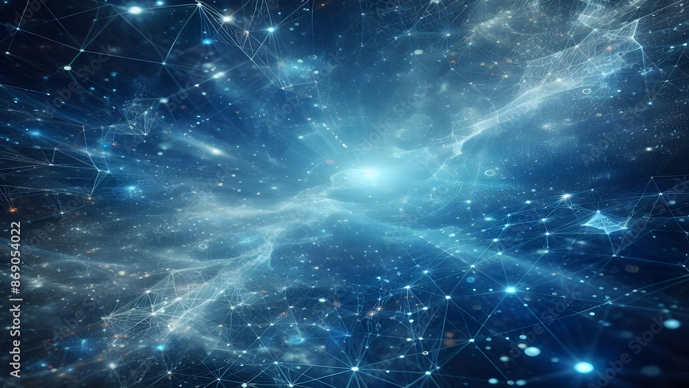 Blue abstract background with network grid and particles Blue abstract background with network grid and particles
