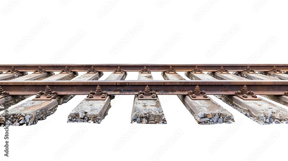 Train Track Style Rails Railway Lines Isolated Train Tracks with Track Ballast Stones Metal ...