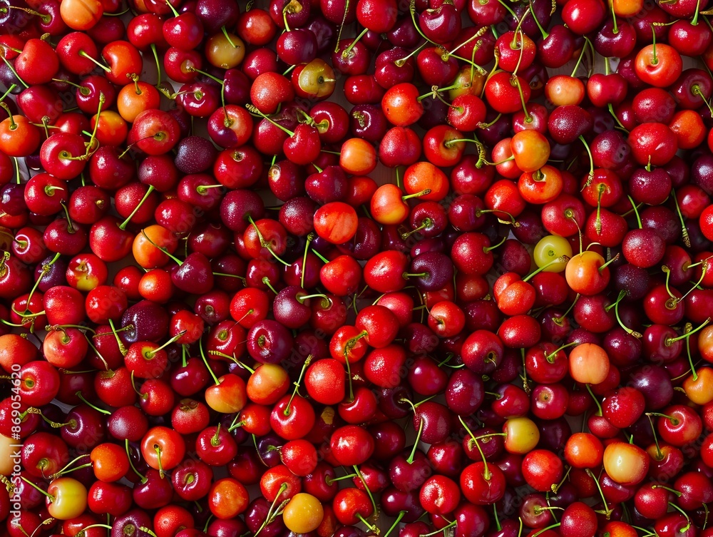 A pile of cherries is shown in this photo. A pile of cherries is shown in this photo.