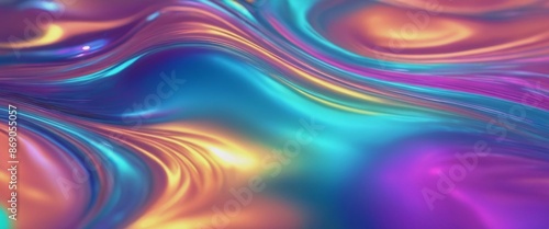 Abstract background design wavy close-up of iridescent fluid mor
