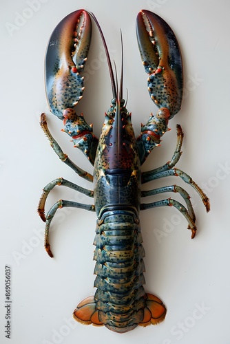 Blue Lobster on White Background photo