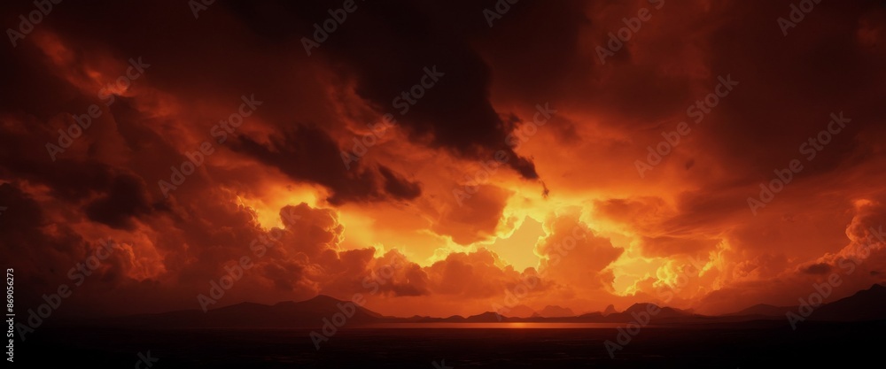 Orange clouds with Dramatic ominous cloudscape dark undertones Orange clouds with Dramatic ominous cloudscape dark undertones