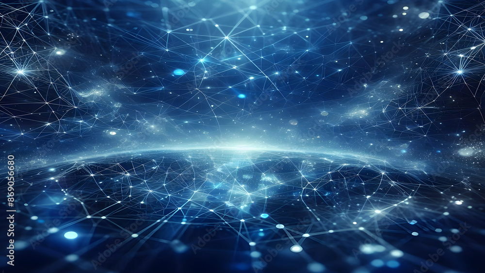Blue abstract background with network grid and particles Blue abstract background with network grid and particles
