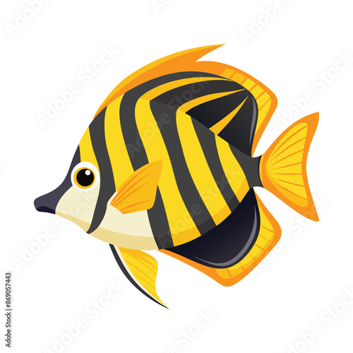 illustration a tahiti butterflyfish on white