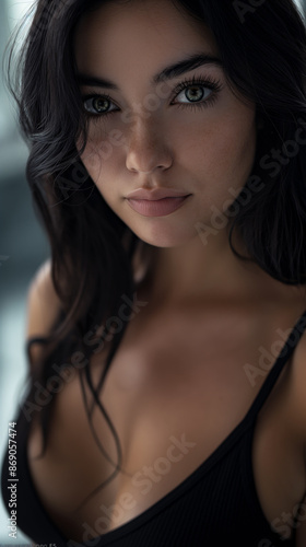 Wallpaper Mural Glamorous Portrait of a Seductive Woman with Beautiful Eyes and Freckles Torontodigital.ca