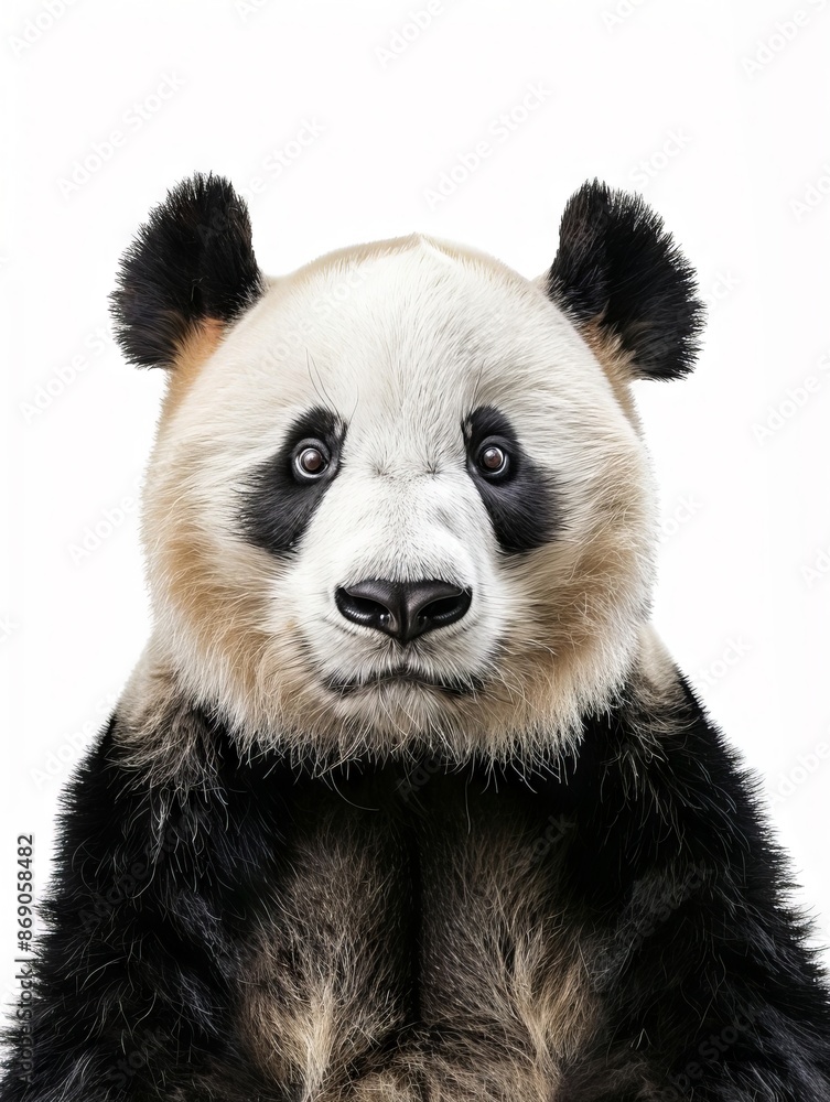 A panda bear is looking at the camera. A panda bear is looking at the camera.