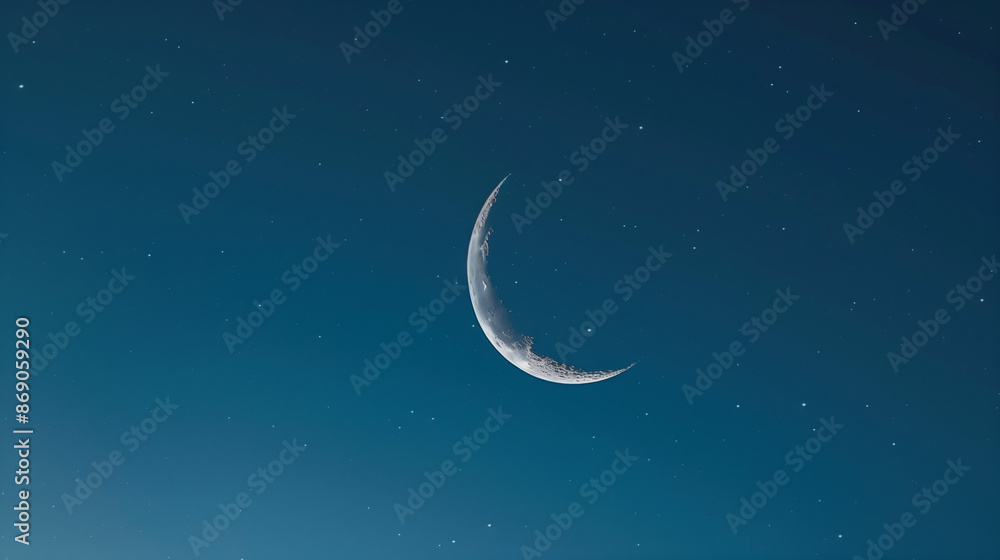 Moon and stars in mystical dark blue night sky on smooth light background. Poetic design ideal for celebrating International Moon Day or cultural events.
Moon and stars in mystical dark blue night sky on smooth light background. Poetic design ideal for celebrating International Moon Day or cultural events.