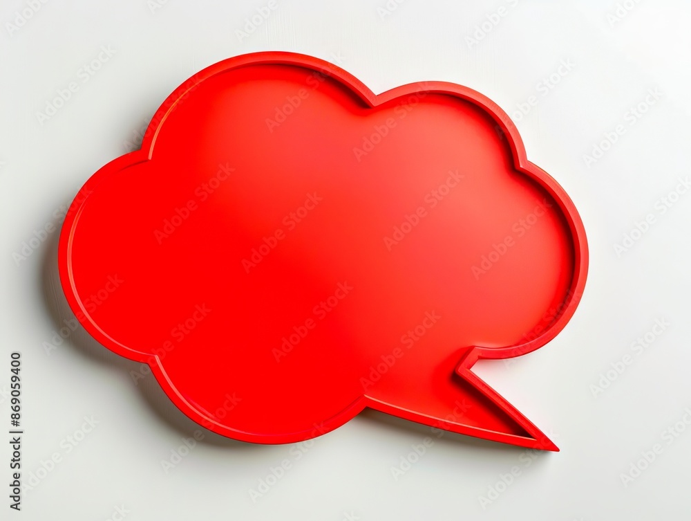 A red speech bubble on a white background. A red speech bubble on a white background.