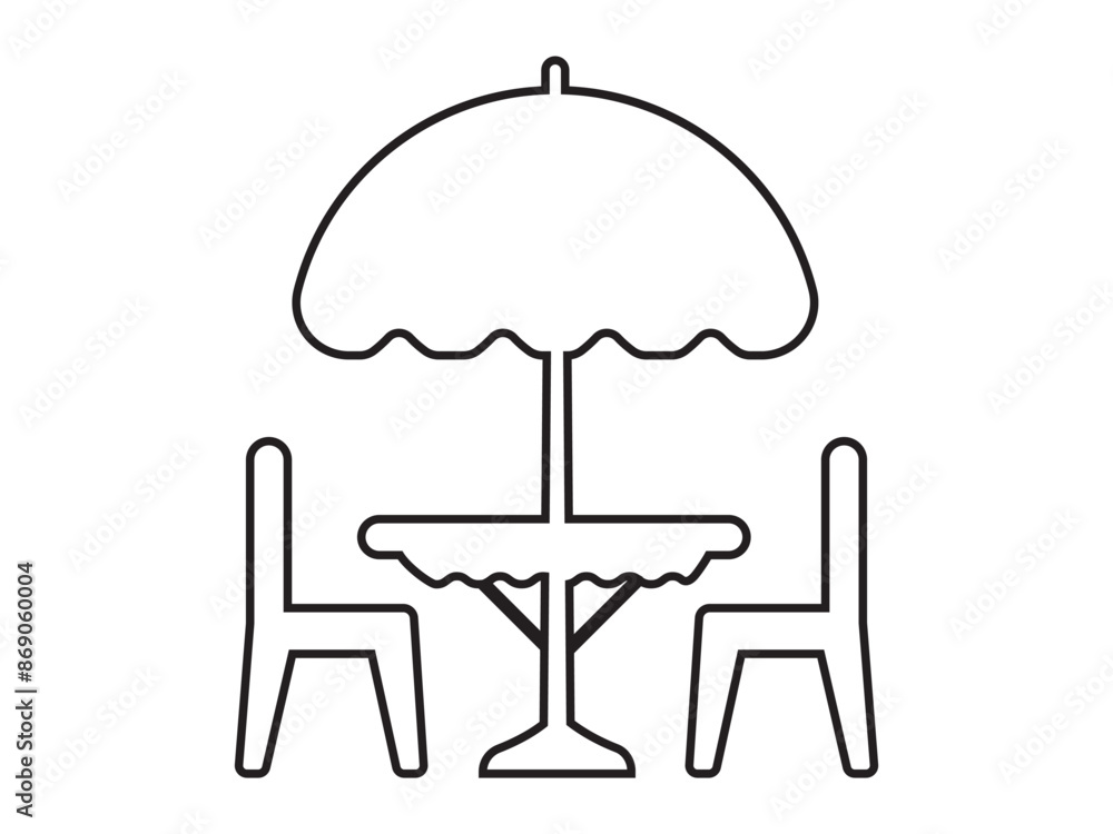 terrace cafe vector icon in outline, Street table with chairs icon set, terrace cafe vector icon in outline, Street table with chairs icon set,
