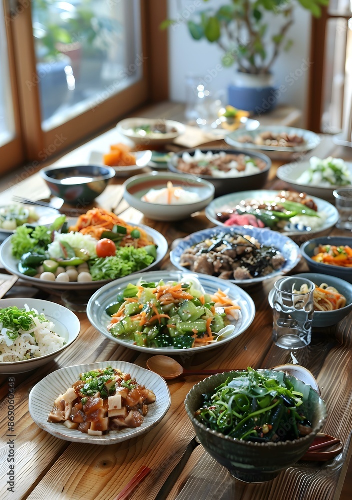 A table full of delicious Japanese food A table full of delicious Japanese food