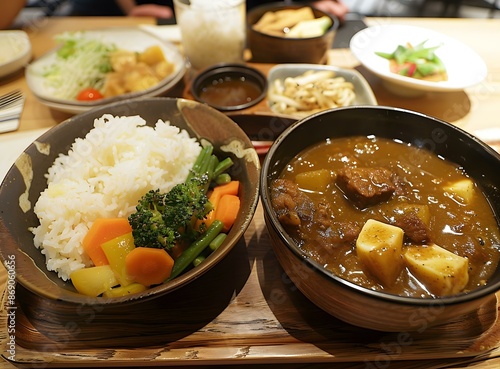 Japanese curry with rice and vegetables