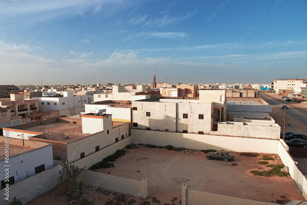 Panoramic view of the center of Nouakchott, Mauritania, West Africa