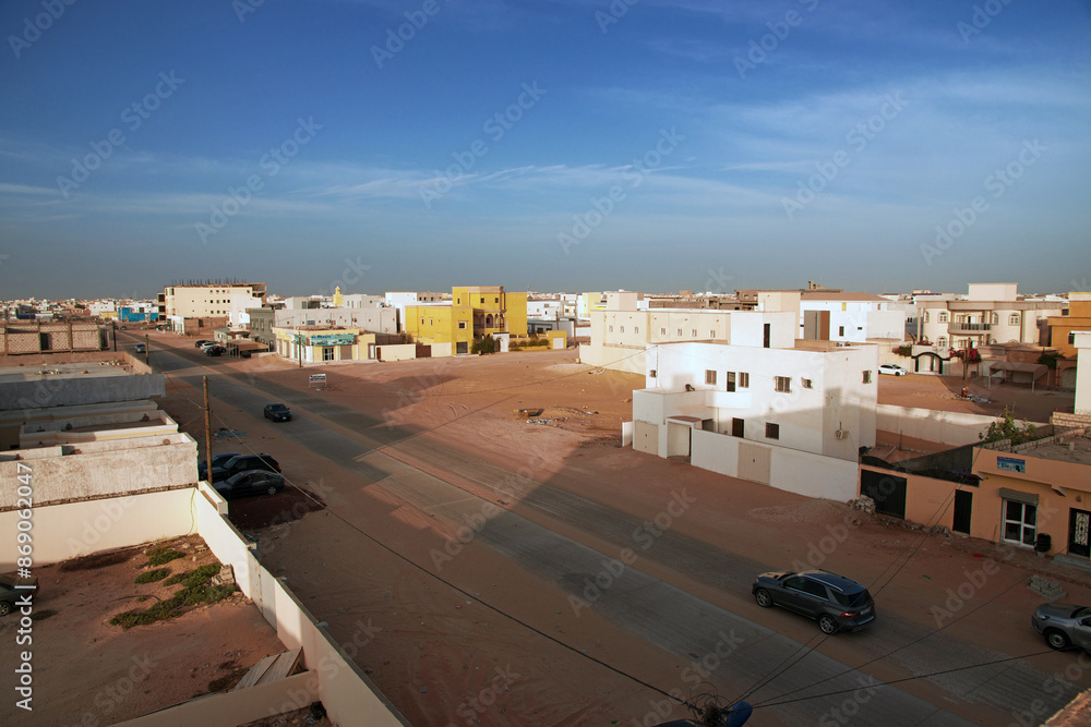 Panoramic view of the center of Nouakchott, Mauritania, West Africa