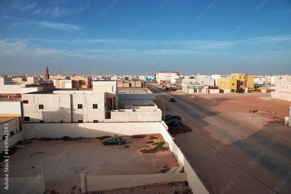 Panoramic view of the center of Nouakchott, Mauritania, West Africa