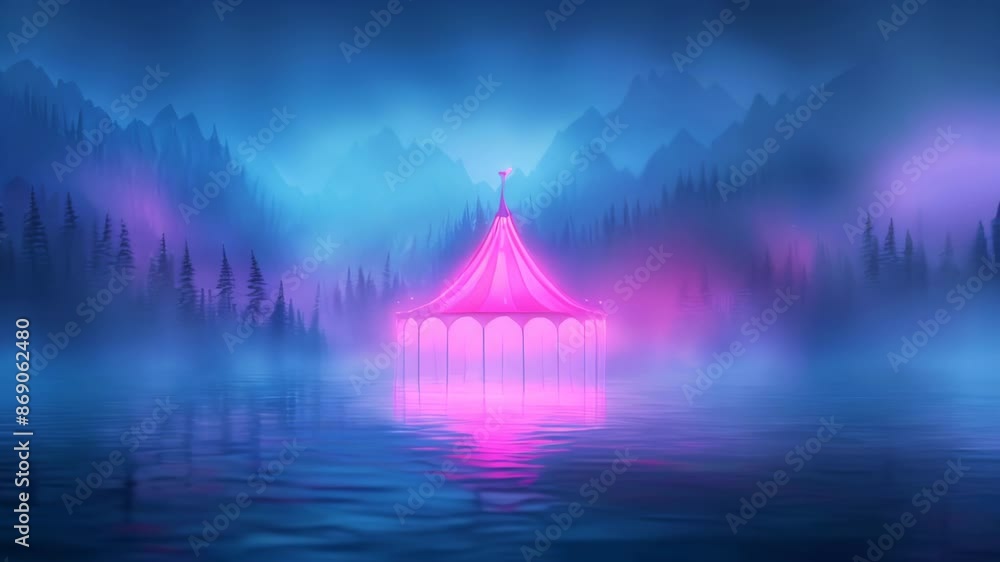 Carnival tent at night, circus concept art, creepy, dark colors, atmospheric illustration painted Carnival tent at night, circus concept art, creepy, dark colors, atmospheric illustration painted