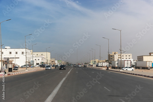 Vintage street in the center of Nouakchott, Mauritania, West Africa