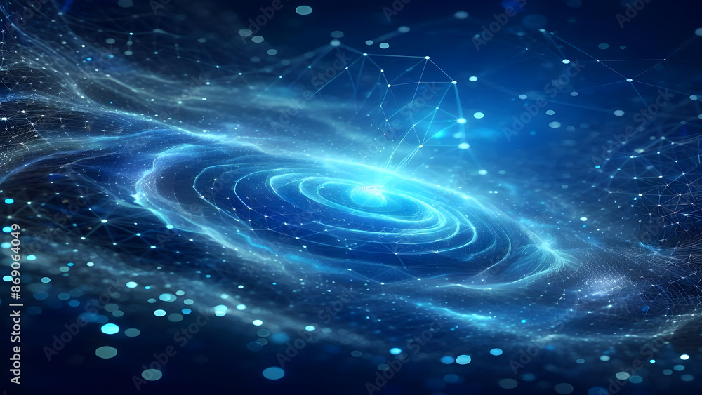 Blue abstract background with network grid and particles Blue abstract background with network grid and particles