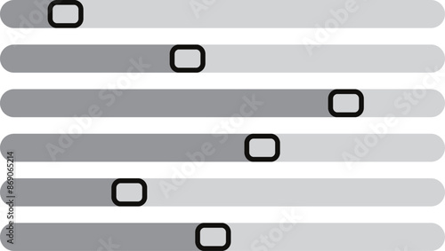 volume slider adjustment icon set, horizontal grey slider button set, vector illustration. photo