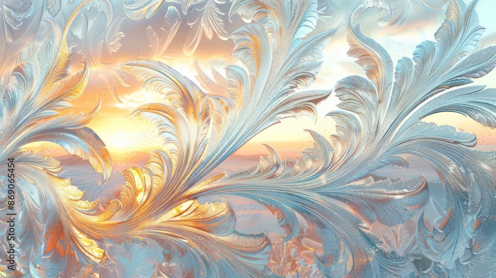 A beautiful image of a sunset with a frosty blue background A beautiful image of a sunset with a frosty blue background