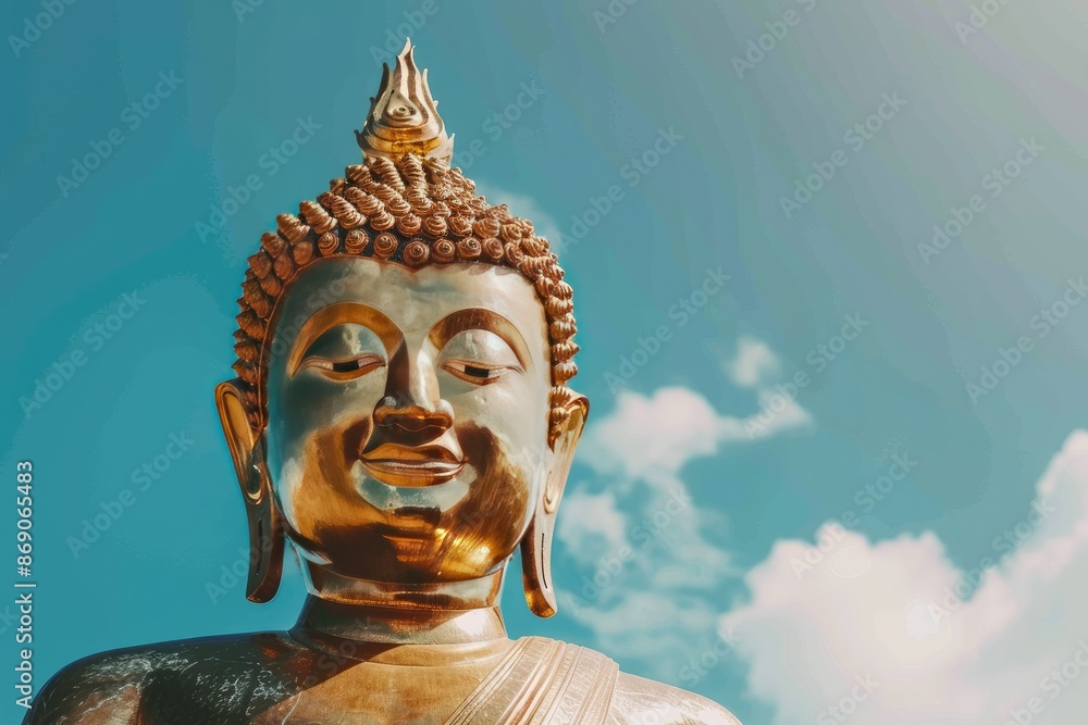 The image of a golden Buddha statue with a blue sky in the background emphasizes peace, spiritual serenity, beauty, and Buddhist sanctity, showcasing a sacred moment.
The image of a golden Buddha statue with a blue sky in the background emphasizes peace, spiritual serenity, beauty, and Buddhist sanctity, showcasing a sacred moment.