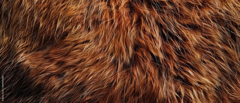 Panoramic close-up, high detail scan of bear skin material, Generative AI Panoramic close-up, high detail scan of bear skin material, Generative AI
