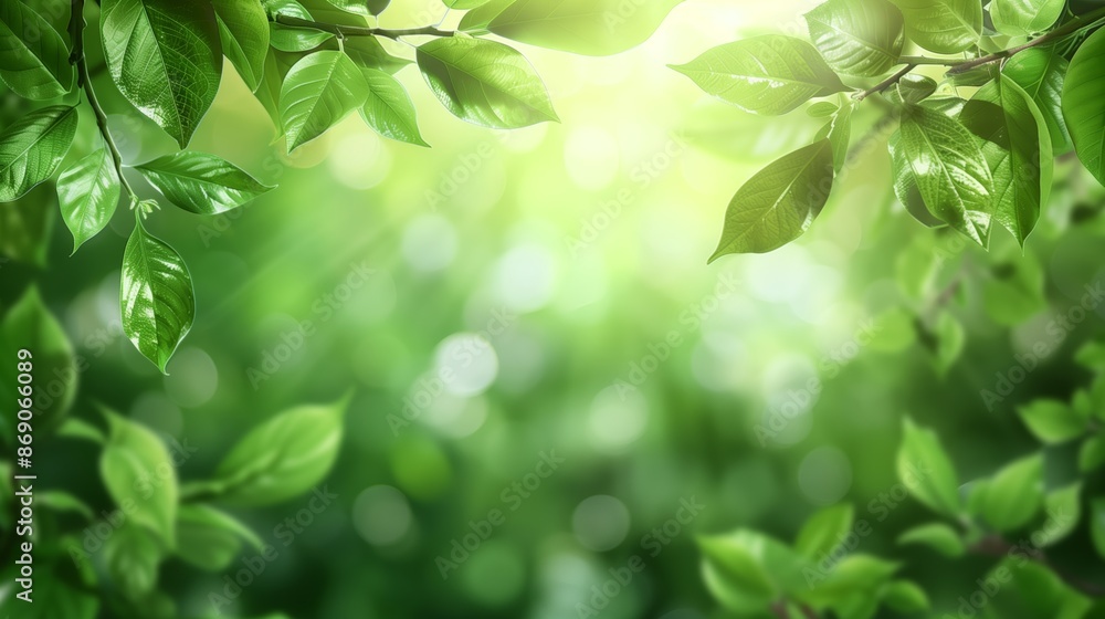 Green Leaves on Bokeh Background with Copy Space Green Leaves on Bokeh Background with Copy Space
