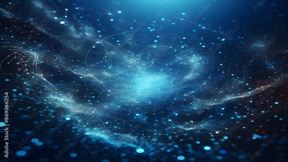Blue abstract background with network grid and particles Blue abstract background with network grid and particles