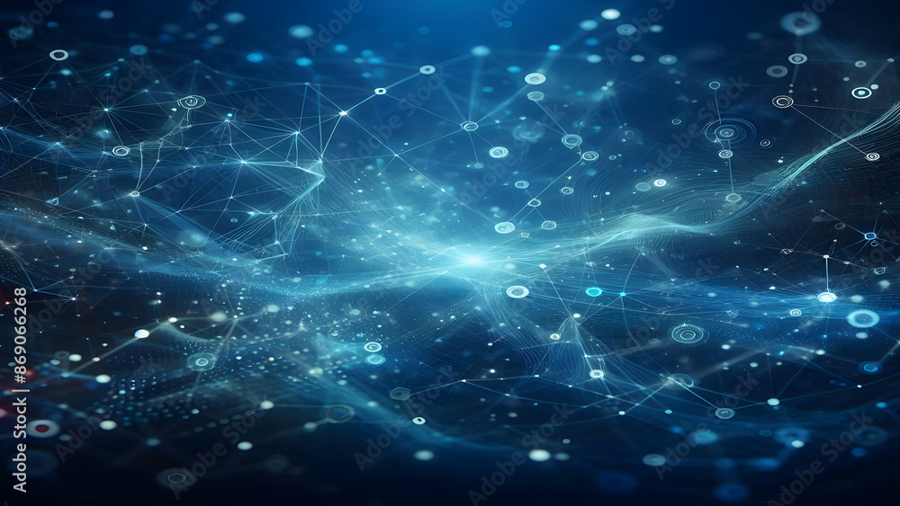 Blue abstract background with network grid and particles Blue abstract background with network grid and particles