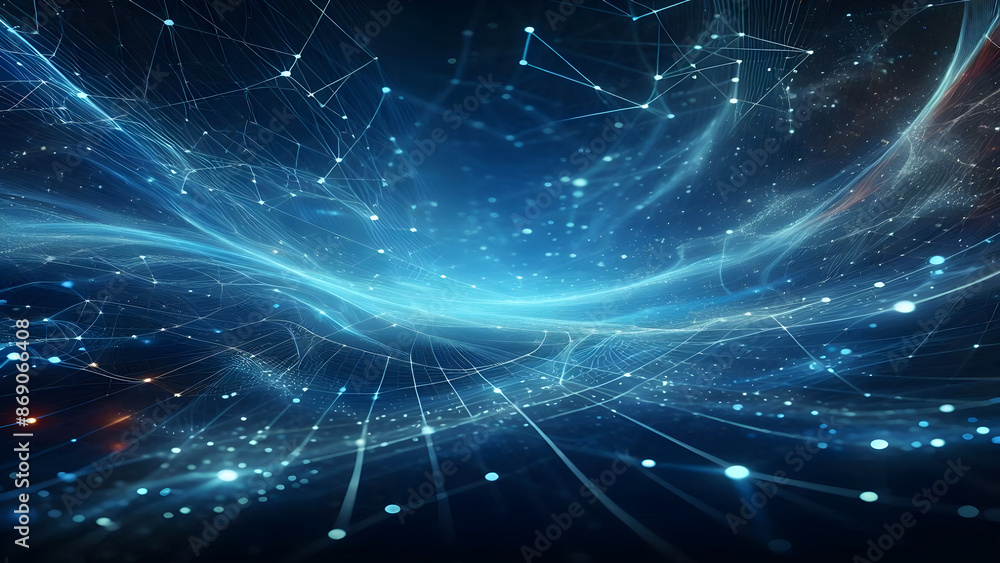 Blue abstract background with network grid and particles Blue abstract background with network grid and particles