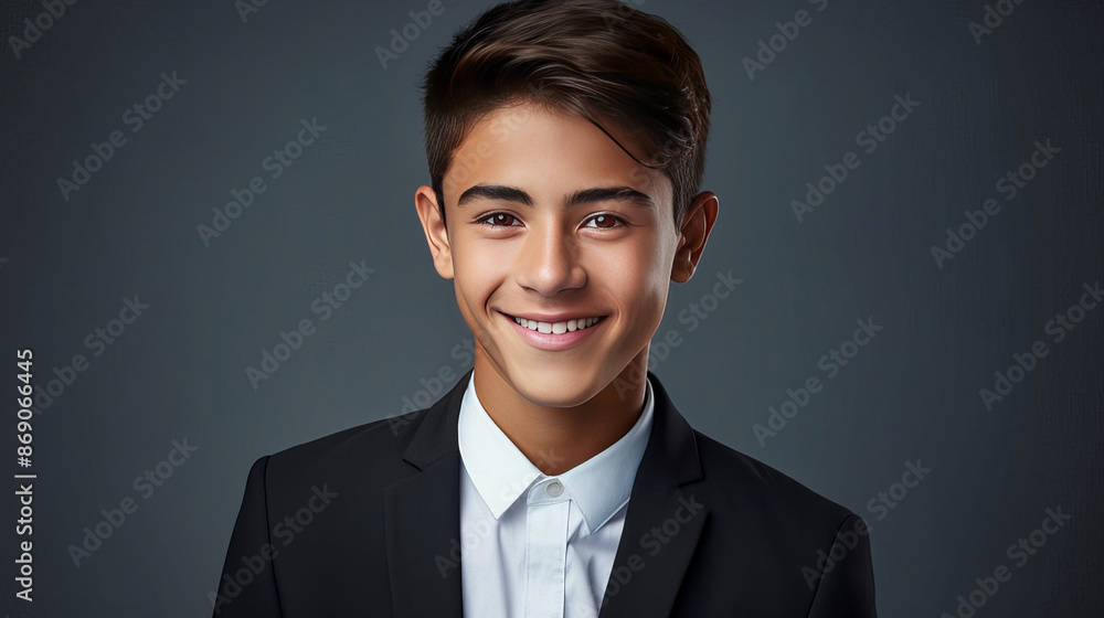 Happy cheerful young latino generation z. Smiling funny ethnic cool generation z teenage student, gray background. Happy cheerful young latino generation z. Smiling funny ethnic cool generation z teenage student, gray background.