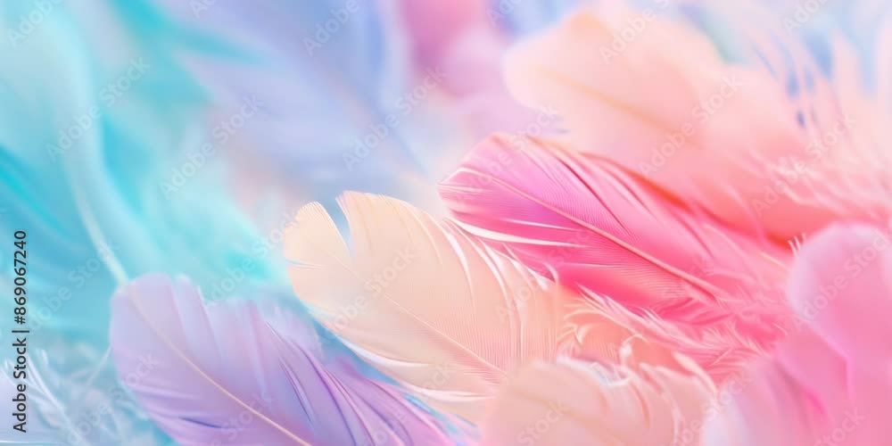 Many soft pastel colored feather background. Many soft pastel colored feather background.