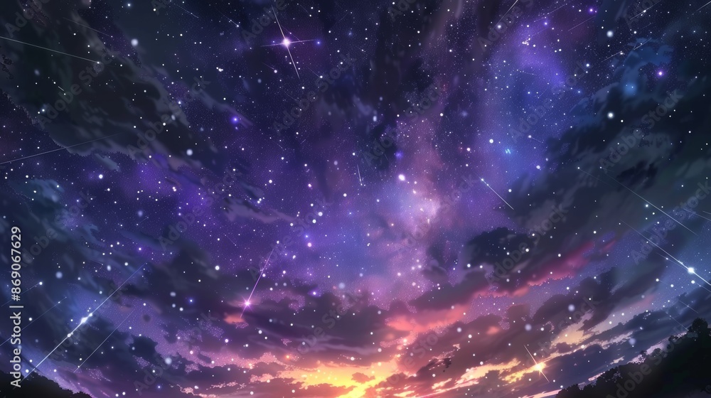 Obraz premium Anime Background with Vast Space and Full of Stars
