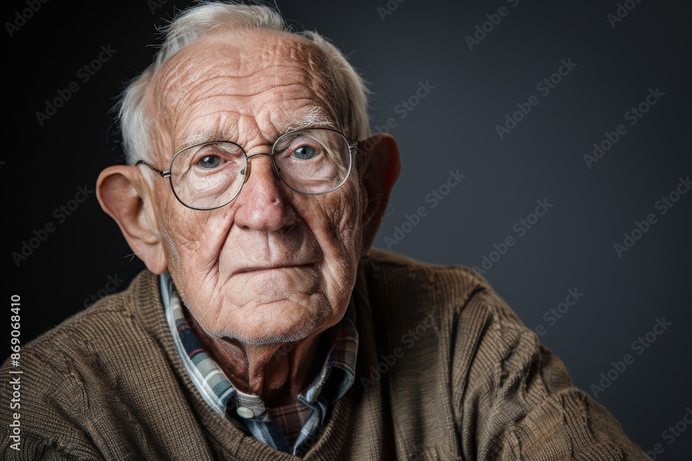 studio portrait of senior man looking at camera studio portrait of senior man looking at camera
